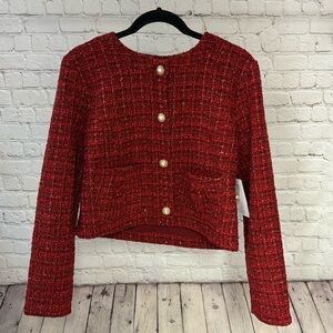 Mainstream Boutique NWT Red with Pearl Buttons Jacket